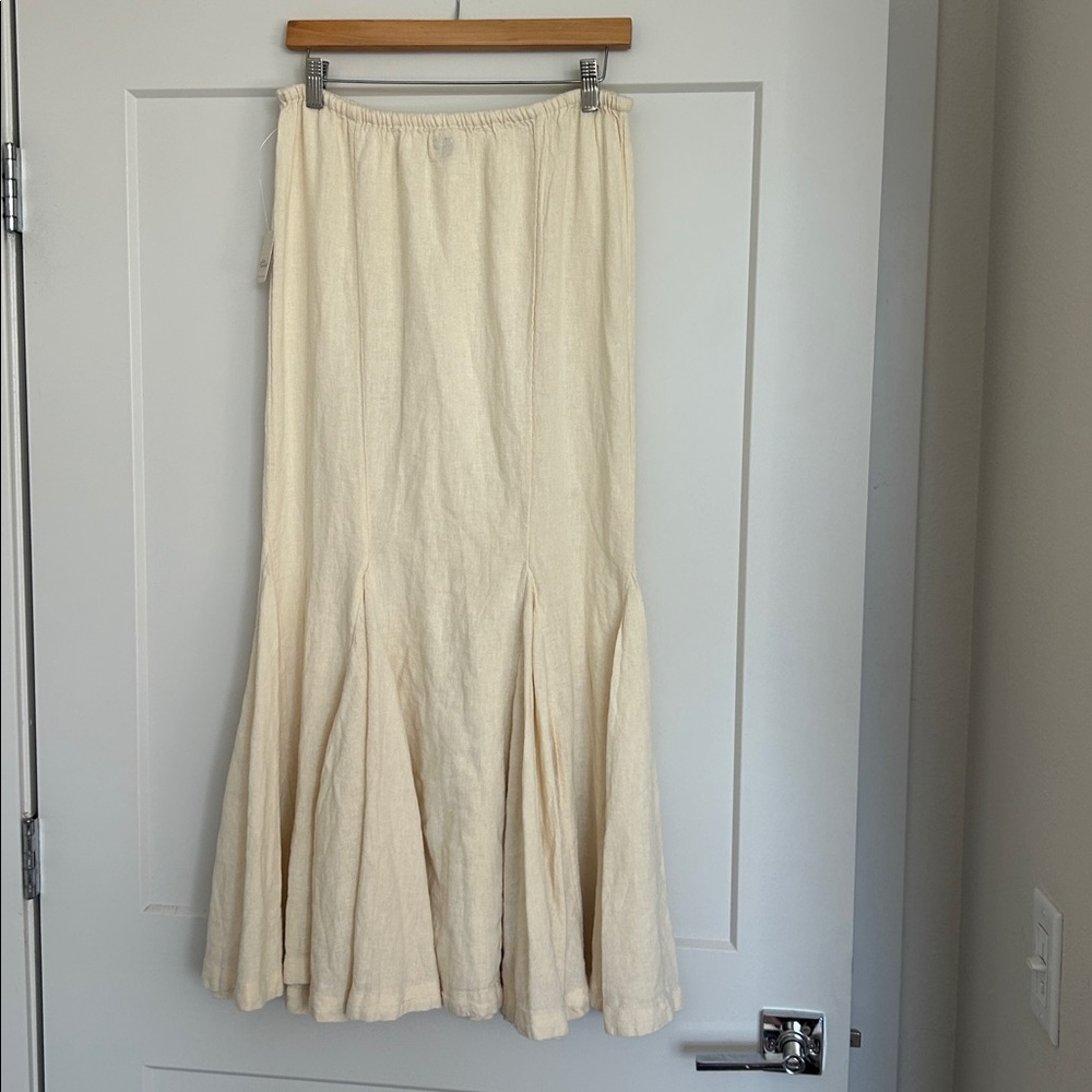 NWT Free People Light Cream Maxi Skirt with Drawstring Waist - Picture 7 of 12